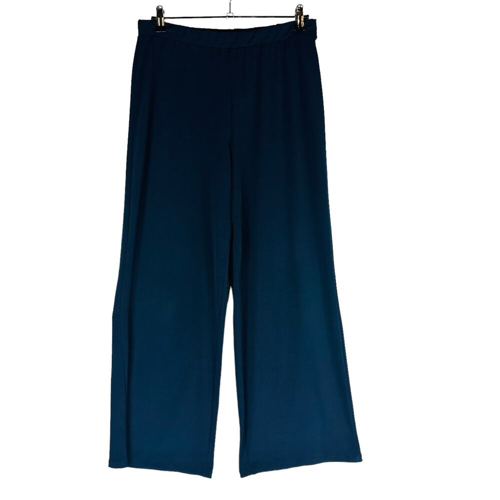 Chico's Womans Sz 1R‎ 8/10R Pull On Pants Blue Stretch Wide Leg Comfort